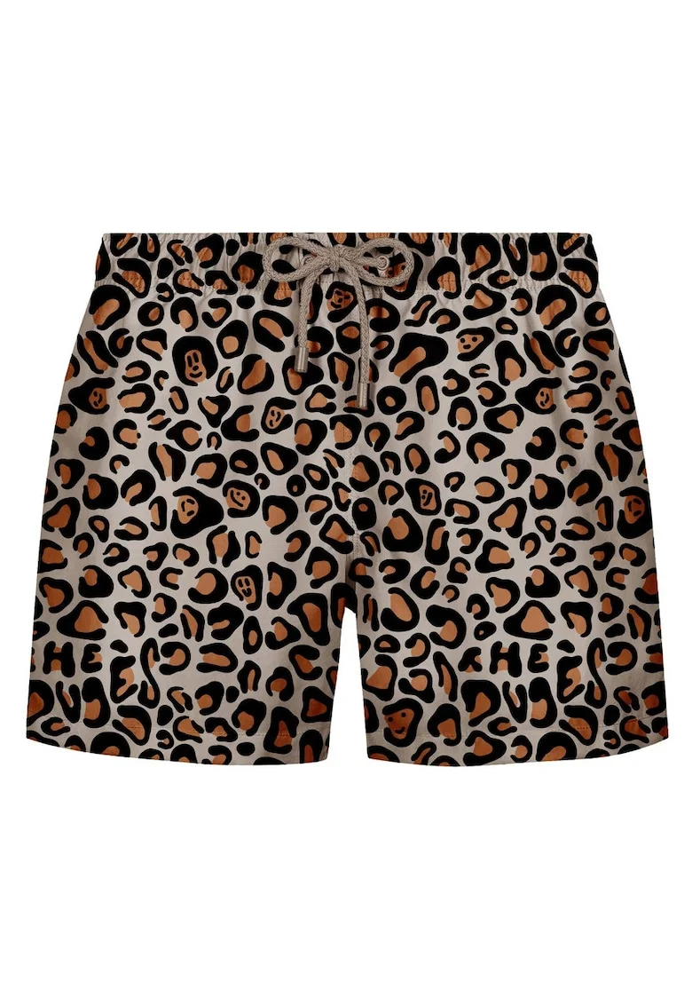 Pantaloni scurti de baie cu imprimeu si snur de ajustare