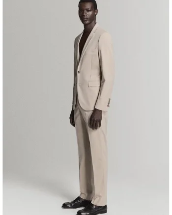Pantaloni chino cu pensa, Bej