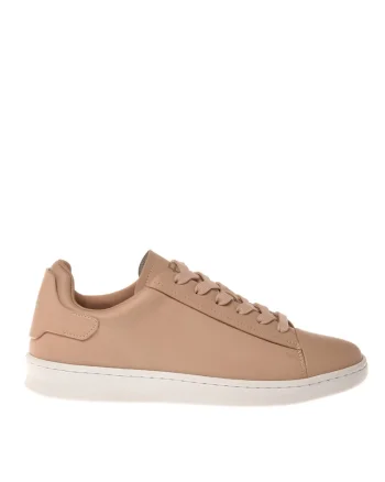 Pantofi sport unisex de piele cu model uni, Bej inchis