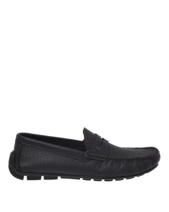 Mocasini de piele cu varf rotund, Maro