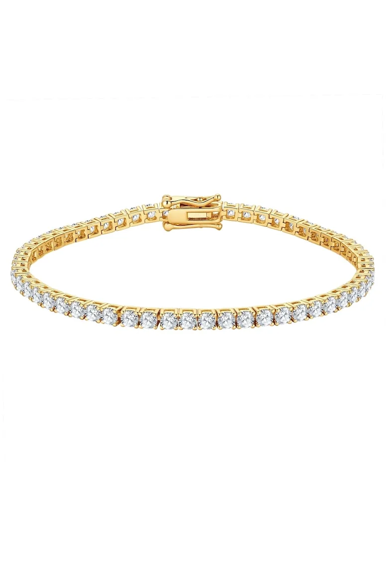 Bratara placata cu aur de 14K si decorata cu zirconia, Auriu