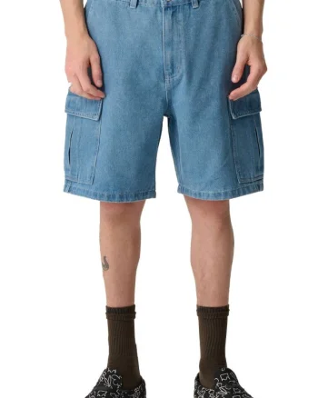 Pantaloni scurti cargo din denim cu 6 buzunare,