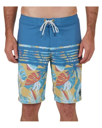 Bermude de baie Ripple, Portocaliu mandarina/Albastru/Galben mustar