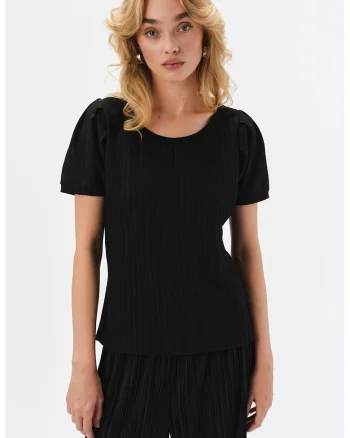 Tricou cu decolteu rotund, Negru