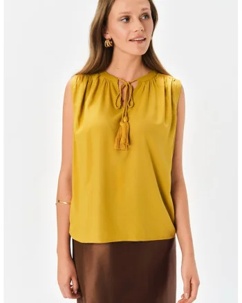Bluza lejera fara maneci, Ocru