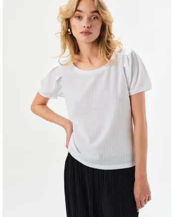 Tricou cu decolteu rotund, Alb