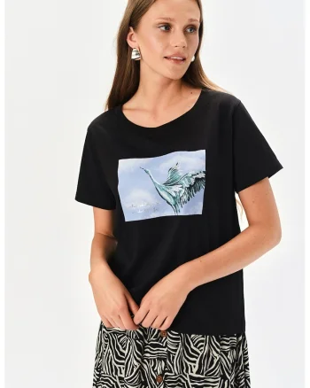 Tricou cu imprimeu grafic, Negru