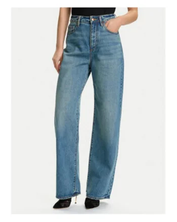 Blugi dama,  relaxed fit, albastru, bumbac,