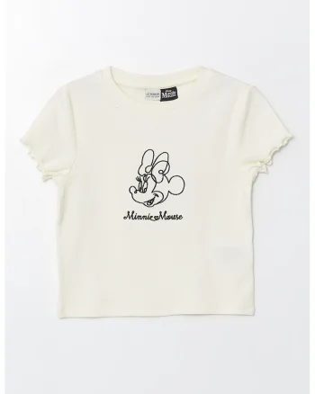 Tricou din amestec de bumbac cu imprimeu cu Minnie Mouse, Alb murdar