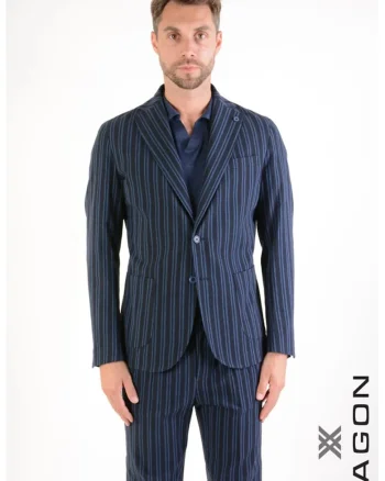 Sacou regular fit, cu imprimeu in dungi