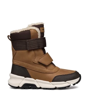 Cizme mid-calf cu velcro Flexyper Plus ABX, Maro inchis/Maro cognac