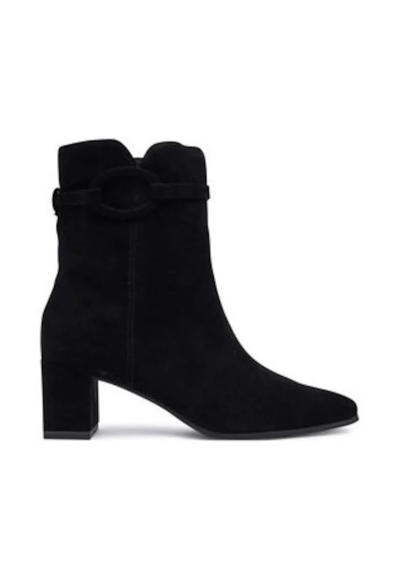 Botine dama pana la glezna,  305256966, piele naturala, negru,
