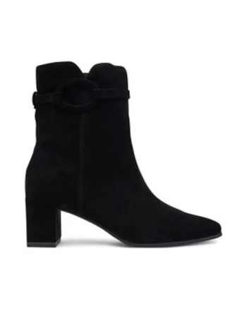 Botine dama pana la glezna,  305256966, piele naturala, negru,