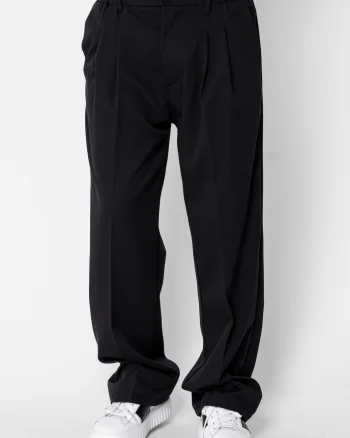 Pantalon lung larg cu nasture Black