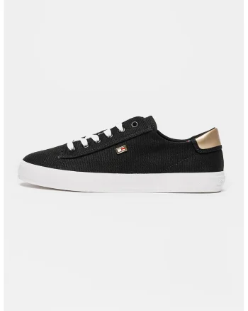 Pantofi sport din bumbac cu detalii aurii, Auriu/Negru