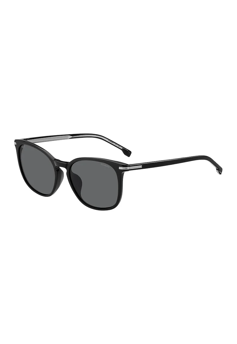 Ochelari de soare wayfarer cu lentile polarizate, Negru/Argintiu