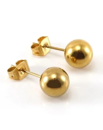 Cercei aurii, din otel inoxidabil, cu bilute aurii, suflati cu aur 18k, Gloria C2