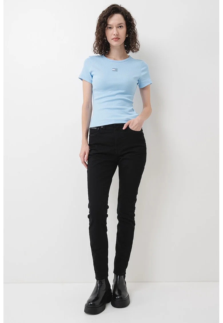Tricou slim fit striat, Albastru lavanda