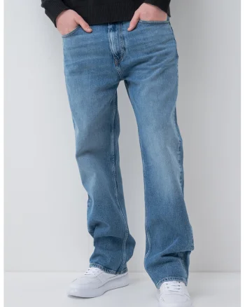 Blugi regular fit cu model cu 5 buzunare, Albastru melange