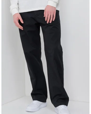 Pantaloni cu croiala dreapta si buzunare oblice laterale, Negru