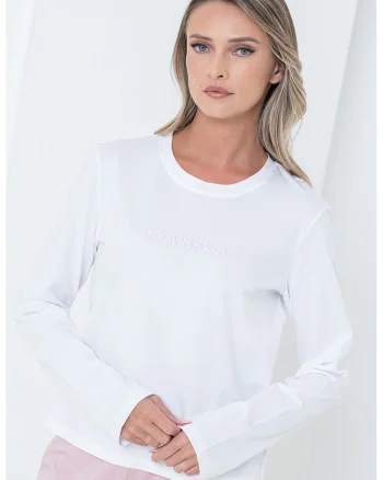 Buza de pijama cu decolteu rotund, Alb