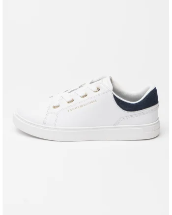 Pantofi sport flatform din piele, Auriu/Alb optic/Bleumarin