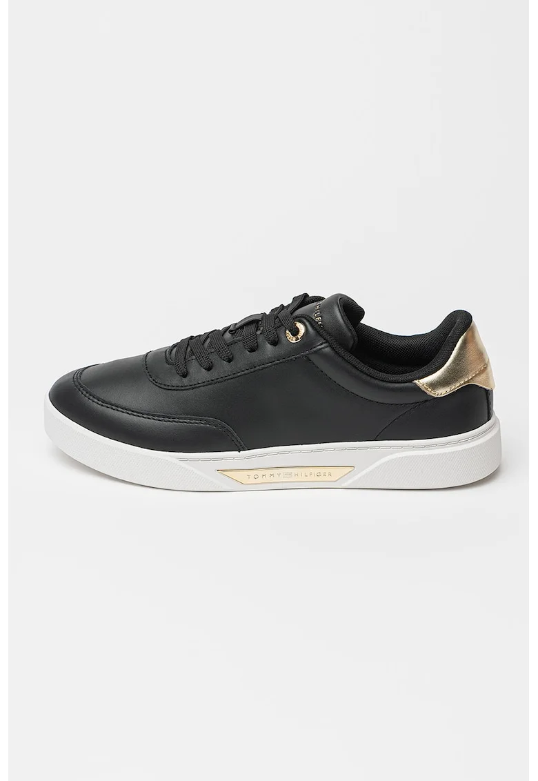 Pantofi sport din piele Essential Chic Court, Auriu/Negru/Alb murdar