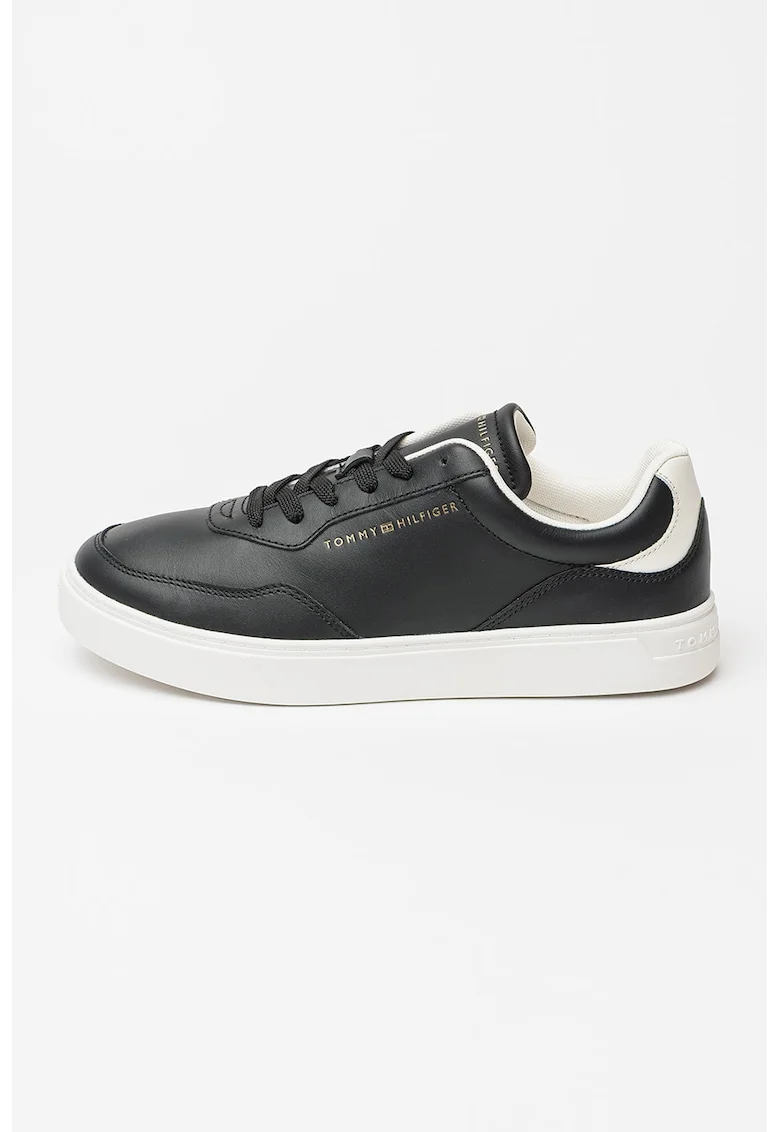 Pantofi sport din piele cu talpa cupsole Casual, Negru/Alb murdar