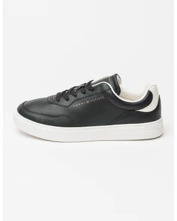 Pantofi sport din piele cu talpa cupsole Casual, Negru/Alb murdar