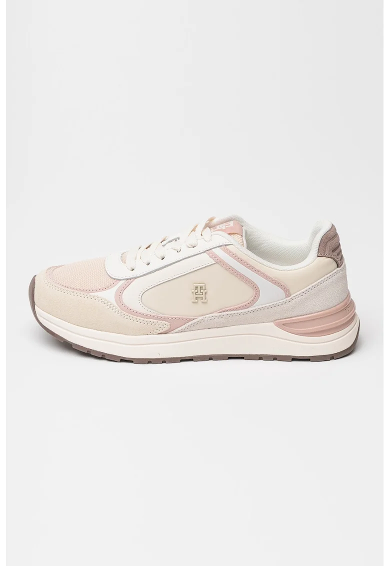 Pantofi sport flatform din piele intoarsa Fashion Runner Mix, Roz prafuit/Bej deschis