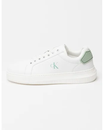 Pantofi sport din piele cu aspect masiv, Alb murdar/Verde menta