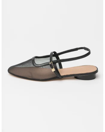 Balerini slingabck semitransparenti, Negru
