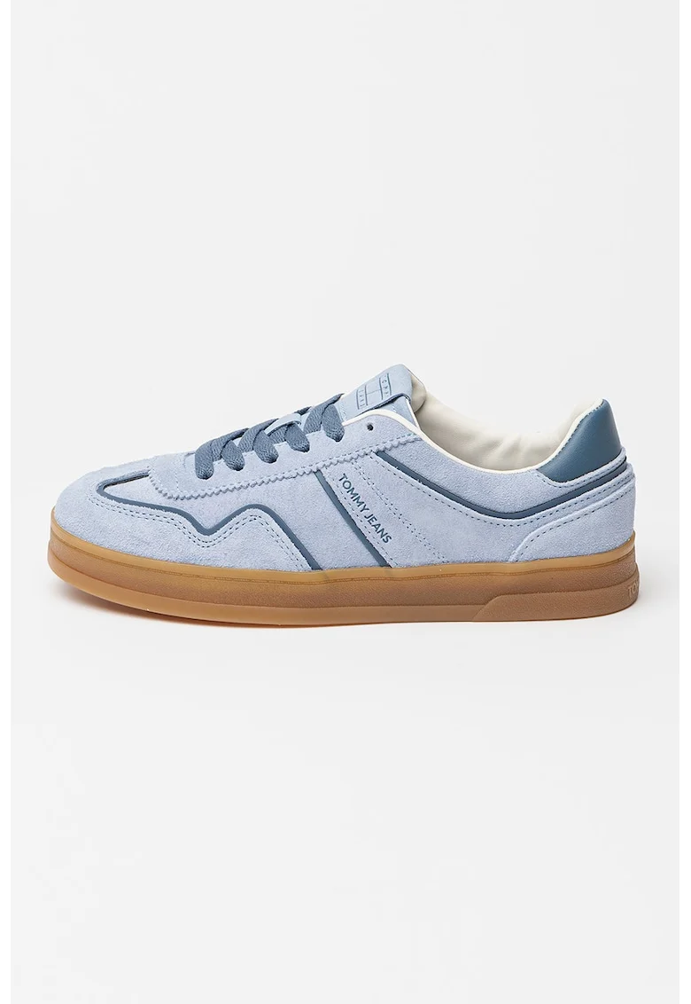 Pantofi sport low-cut din piele intoarsa The Greenwich, Albastru pastel/Caramel