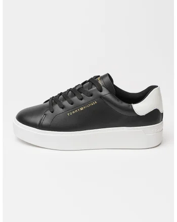 Pantofi sport flatform din piele Chic, Negru/Alb optic