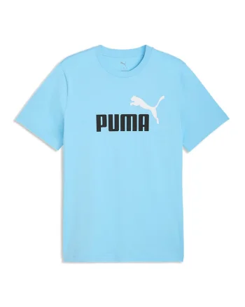 Tricou cu decolteu la baza gatului si imprimeu logo Essentials 2, Albastru lavanda