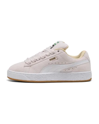 Pantofi sport Suede XL din piele intoarsa cu sireturi de rezerva, Alb/Roz pal