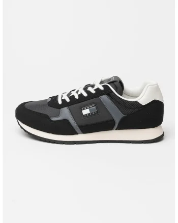 Pantofi sport low-cut cu logo, Negru/Alb murdar/Gri inchis