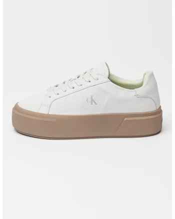 Pantofi sport flatform din piele intoarsa, Verde pal/Caramel