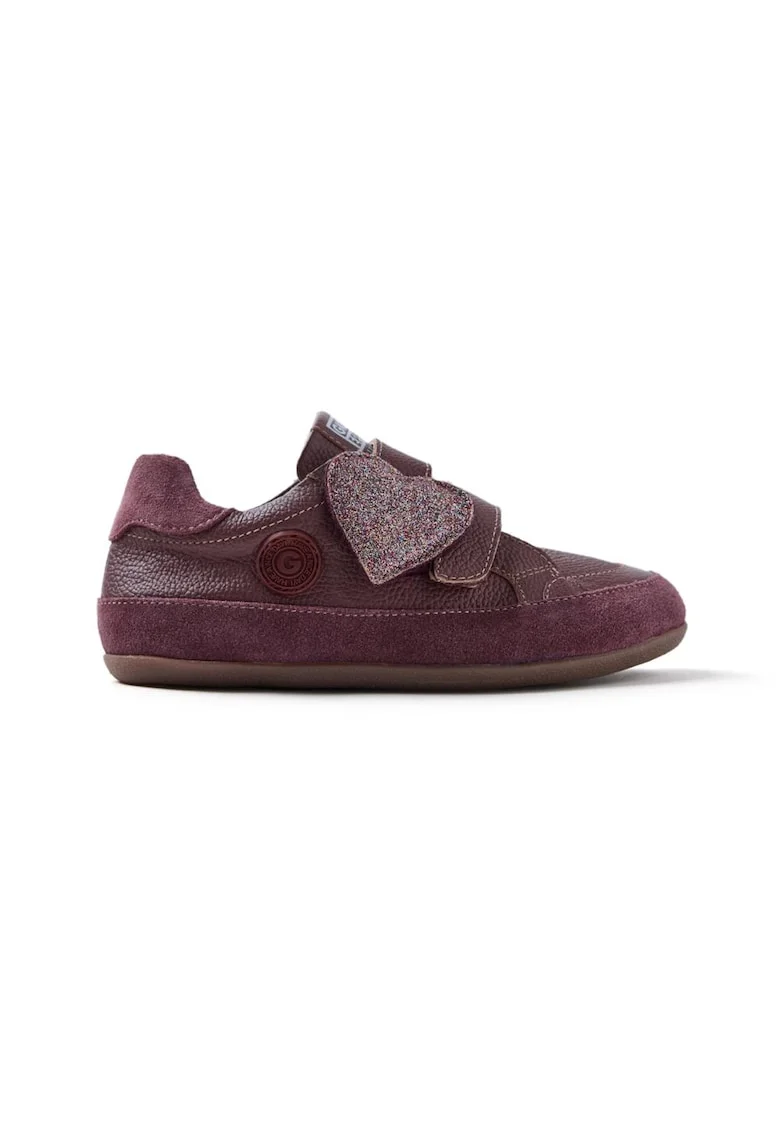 Pantofi sport de piele intoarsa cu velcro8, Visiniu