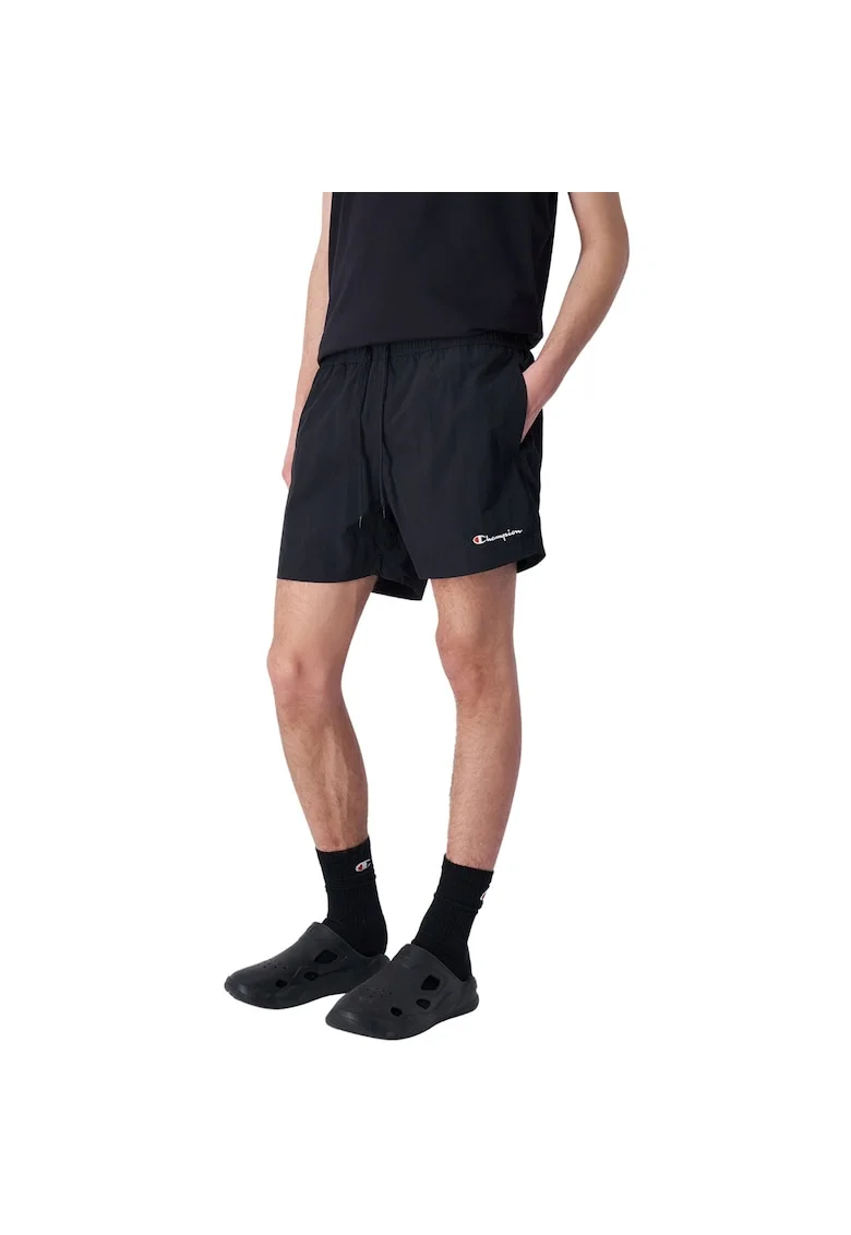 Pantaloni scurti de baie,  negru, uscare rapida, material poliester,
