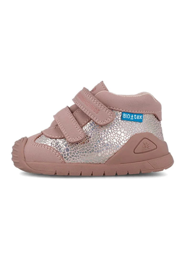 Pantofi sport mid-cut cu velcro, Roz prafuit/Argintiu
