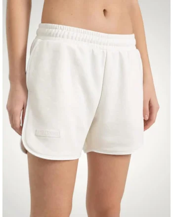 Pantaloni scurti de dama, din bumbac premium, cu dungi laterale, Alb