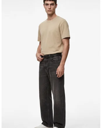 Tricou de bumbac cu decolteu rotund, Bej inchis