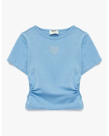 Bluza slim fit cu decupaje laterale, Albastru pastel