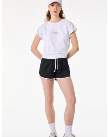 Tricou lejer cu imprimeu text, Alb