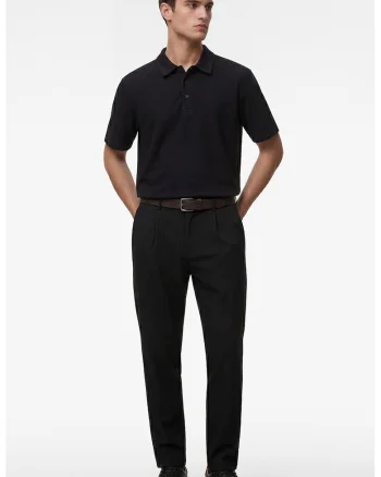 Tricou polo texturat, Negru