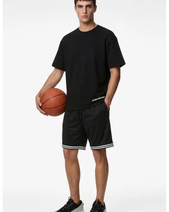 Tricou regular fit cu decolteu la baza gatului, Negru