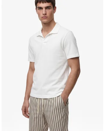 Tricou regular fit cu guler polo, Alb