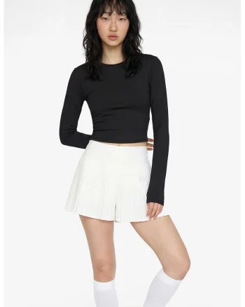 Bluza crop slim fit, Negru