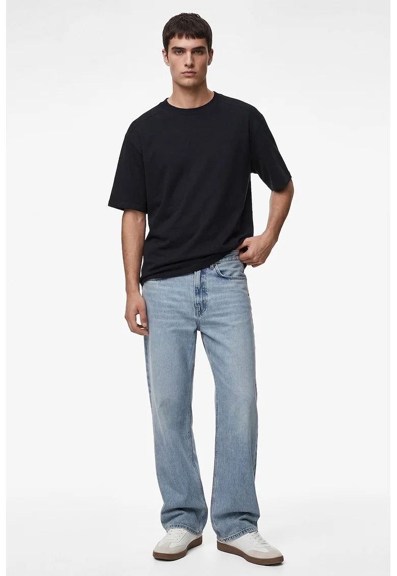 Tricou supradimensionat din amestec de bumbac, Albastru ultramarin